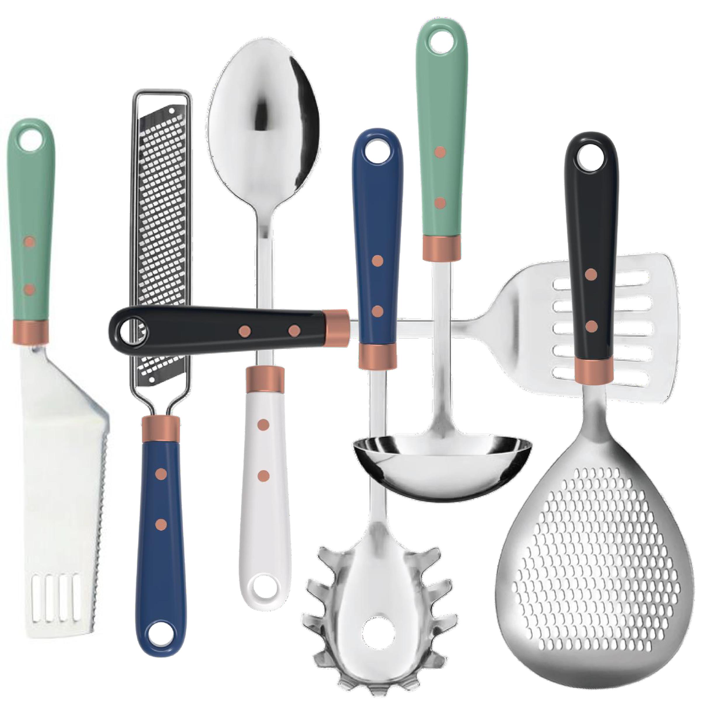 Utensils with copper accents